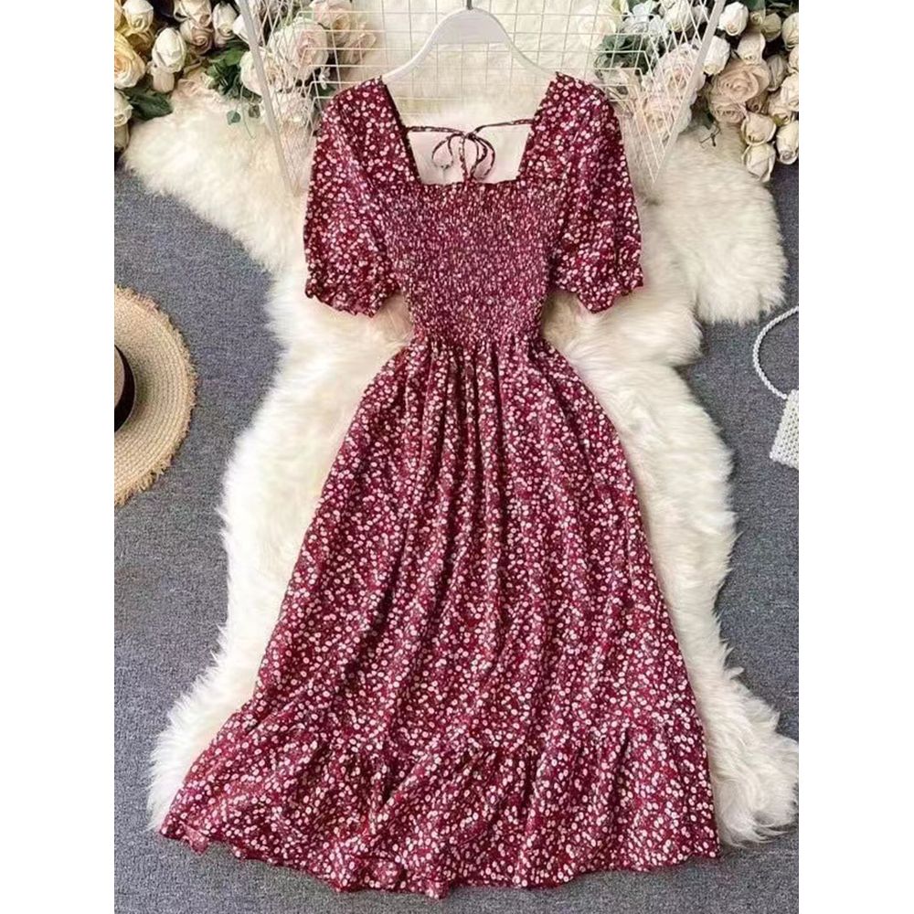 Sweet French Retro High Waist Slim Women's Dress